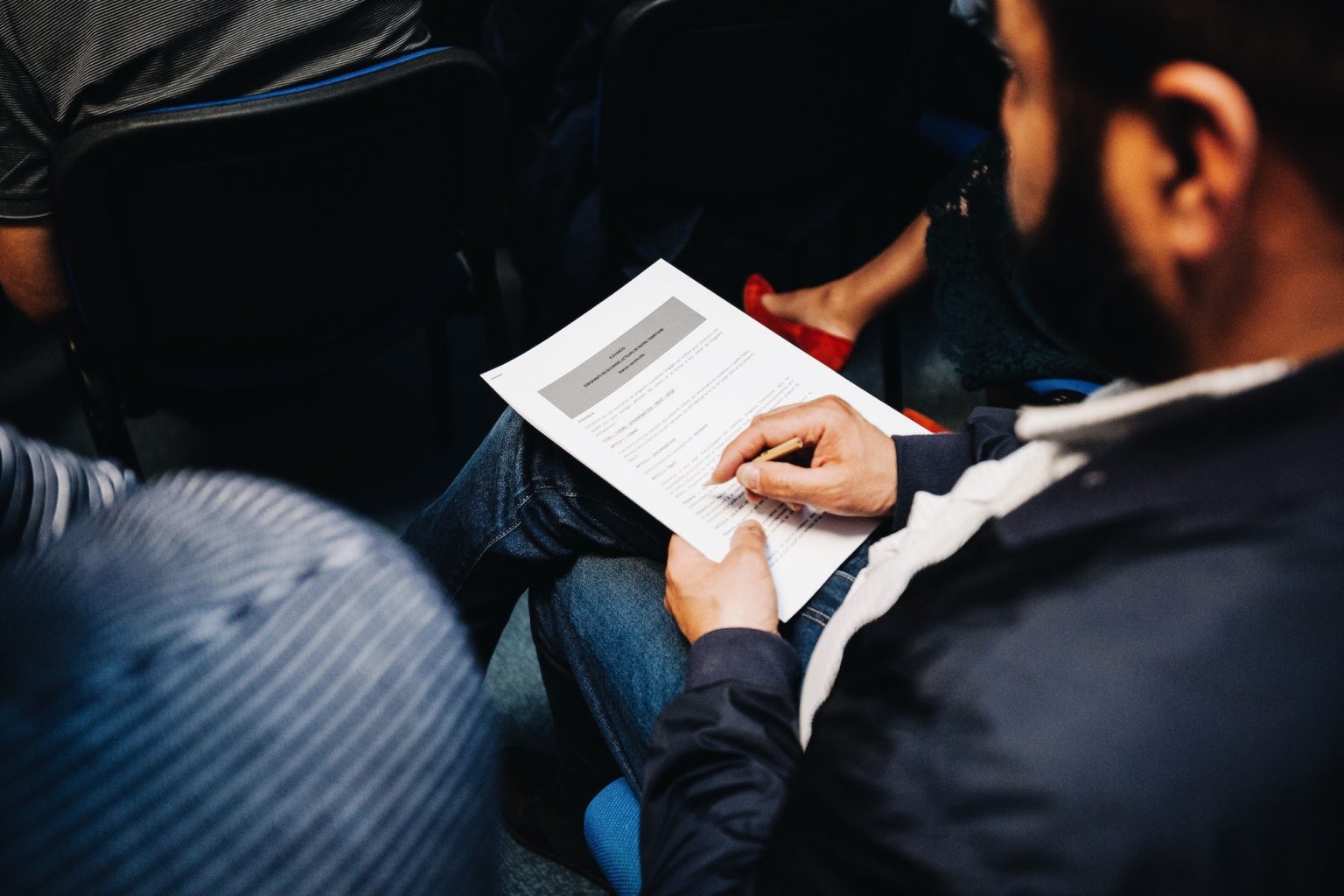 Man filling a form